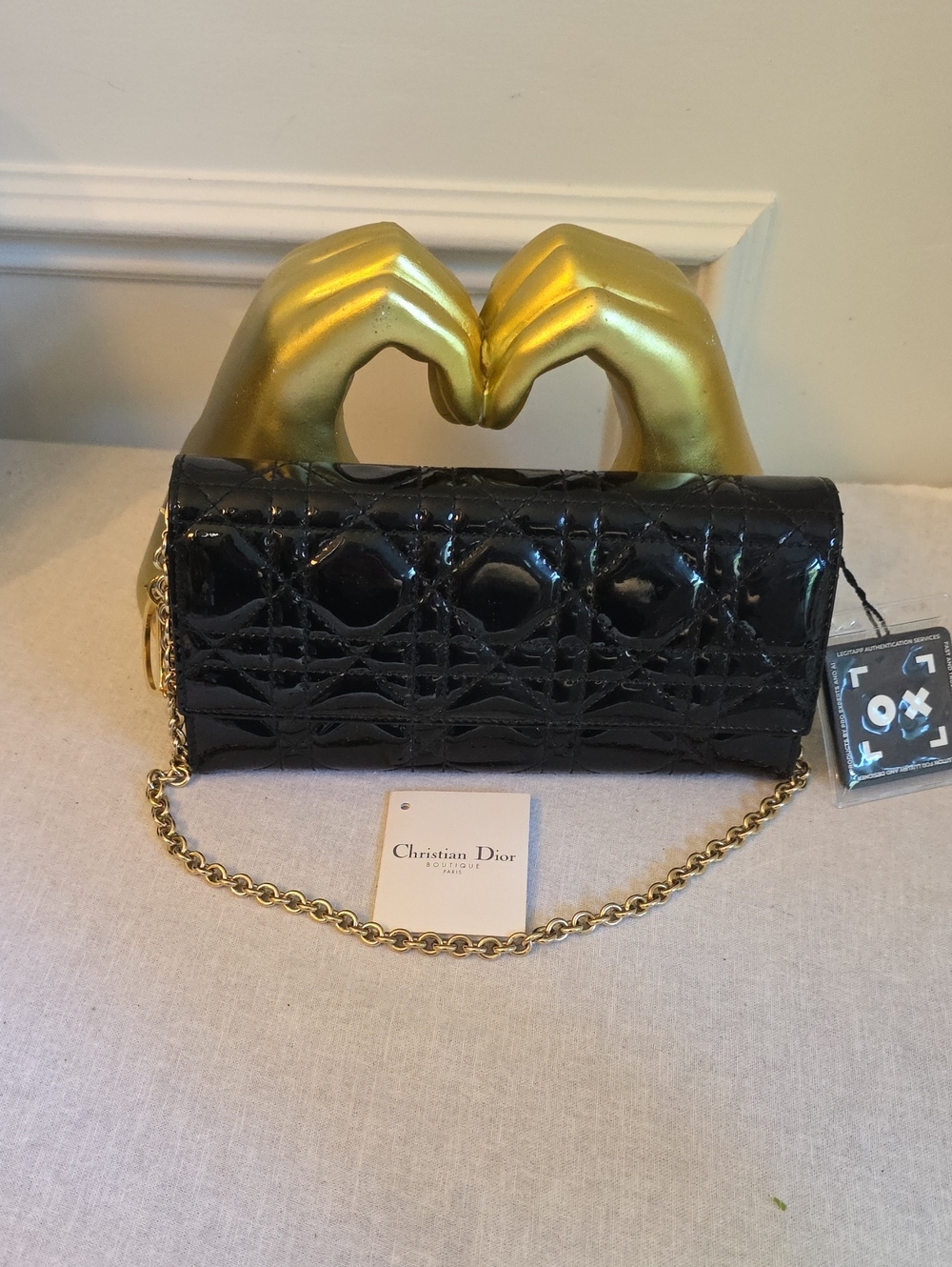 Dior Patent Cannage Lady Dior Convertible Clutch with COA